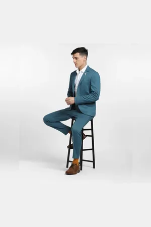 JACK & JONES Teal Mid Rise Suit Set Trousers