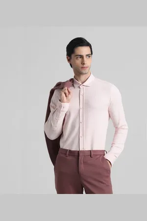 JACK & JONES Pink Knitted Full Sleeves Shirt
