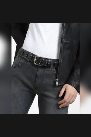 JACK & JONES Black Studded Leather Belt
