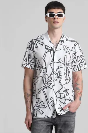 JACK & JONES White Printed Short Sleeves Shirt