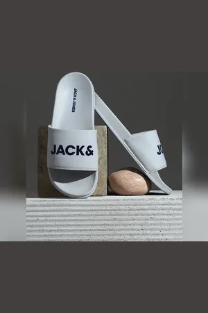 JACK & JONES Grey Logo Print Pool Sliders