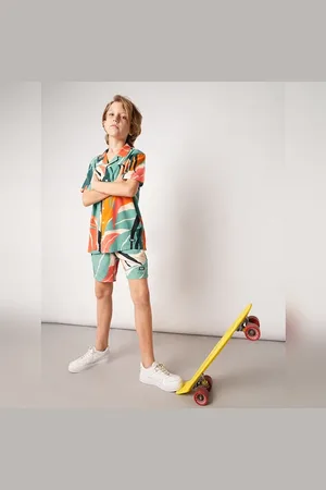 JACK & JONES Green Tropical Print Co-ord Set Shirt