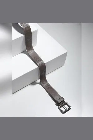 JACK & JONES Brown Logo Print Leather Belt