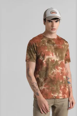 JACK & JONES Brown Tie-Dye Crew Neck T-shirt
