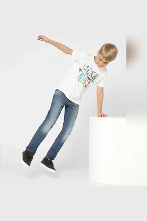 JACK & JONES Boys Blue Mid Rise Regular Fit Jeans