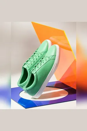 JACK & JONES Green Leather Lace-Up Sneakers