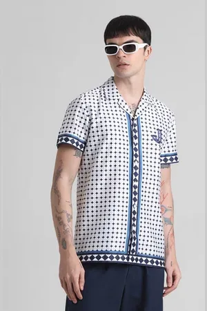 JACK & JONES White Printed Short Sleeves Shirt