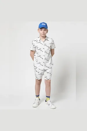 JACK & JONES Boys White Logo Print Short Sleeves Shirt