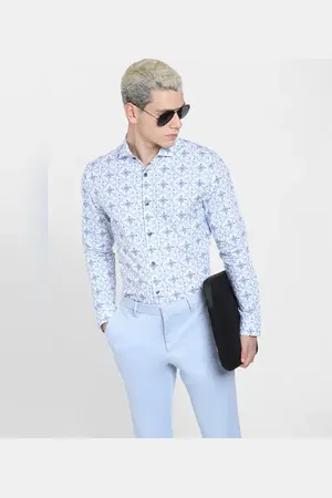 JACK & JONES Blue Printed Full Sleeves Shirt