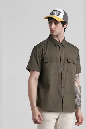 JACK & JONES Olive Green Drop Shoulder Shirt