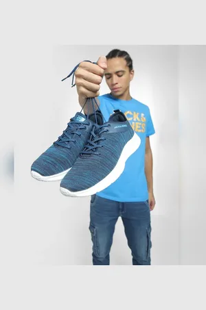 JACK & JONES Blue & Black Printed Lace-Up Sneakers