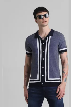 JACK & JONES Blue Front Open Knitted Polo