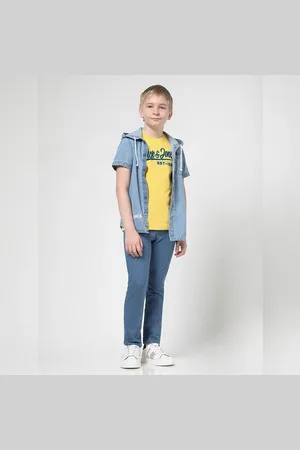 JACK & JONES Boys Yellow Foil Logo Print T-shirt