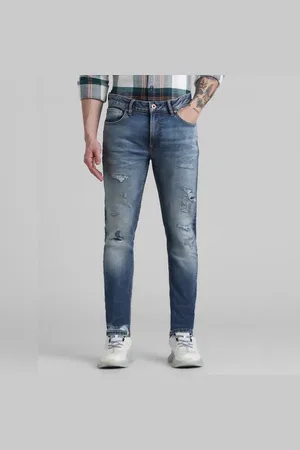 JACK & JONES Dark Blue Low Rise Distressed Ben Skinny Jeans