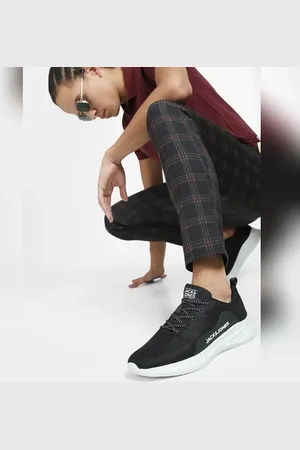 JACK & JONES Black Lace-Up Mesh Sneakers