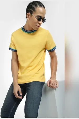 JACK & JONES Yellow Patchwork Detail T-shirt