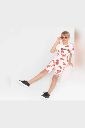 JACK & JONES Boys Beige Printed Co-ord Shorts