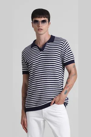 JACK & JONES Blue Striped Knitted Polo