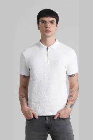 JACK & JONES White Textured Polo T-shirt