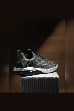 JACK & JONES Green Camo Print Mesh Sneakers