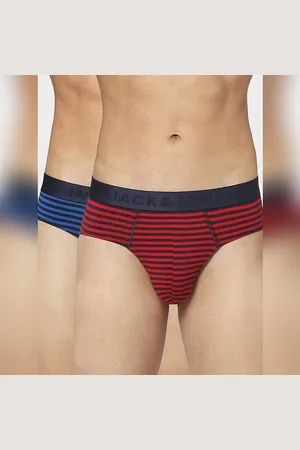 JACK & JONES Pack Of 2 Blue & Red Striped Briefs
