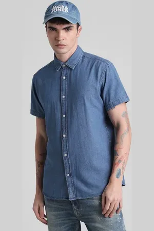 JACK & JONES Blue Indigo Dyed Denim Shirt