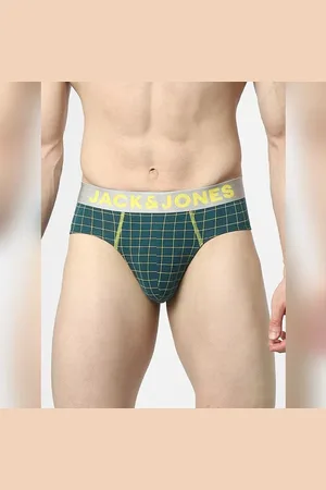 JACK & JONES Teal Check Print Briefs