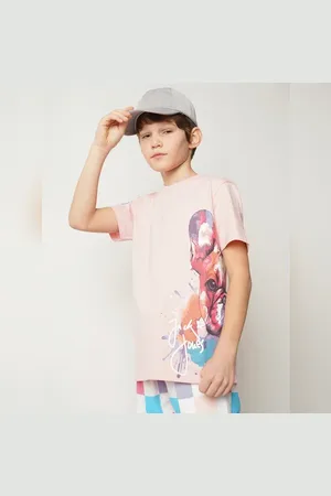 JACK & JONES Boys Pink Large Doggo Print T-shirt
