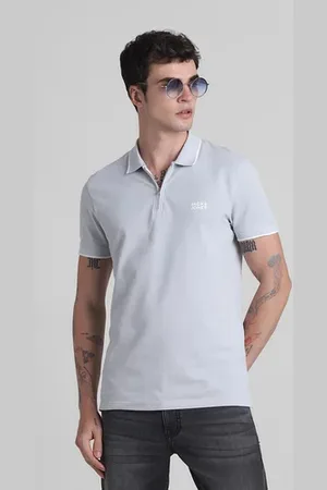 JACK & JONES Grey Zip Detail Polo T-shirt
