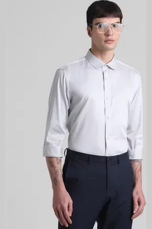 JACK & JONES Grey Slim Fit Full Sleeves Shirt