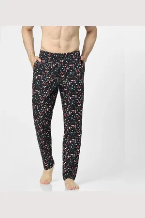 JACK & JONES Black Mid Rise Printed Pyjamas