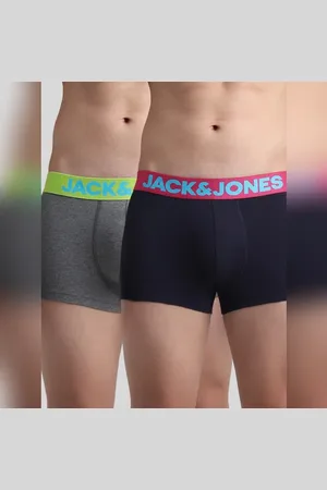 JACK & JONES Pack Of 2 Blue & Grey Logo Print Trunks