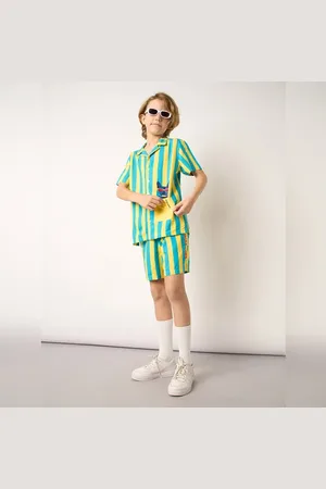 JACK & JONES Boys Yellow Striped Co-ord Set Shirt