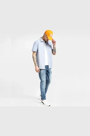 JACK & JONES Blue Low Rise Glenn Ripped Slim Jeans