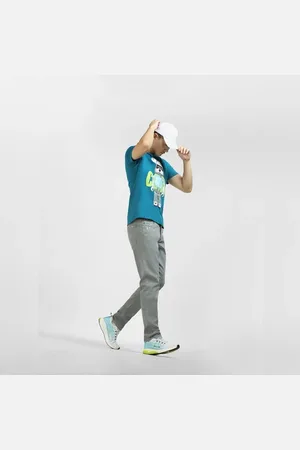 JACK & JONES Green Low Rise Distressed Glenn Slim Fit Jeans