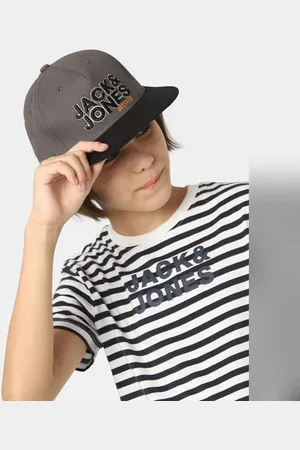 JACK & JONES Boys Grey Logo Print Baseball Cap