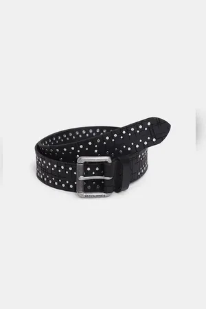 JACK & JONES Black Stud Detail Leather Belt