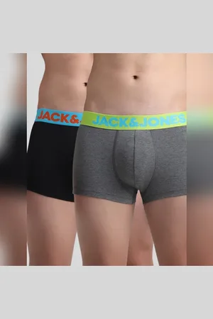 JACK & JONES Pack Of 2 Grey & Black Logo Print Trunks