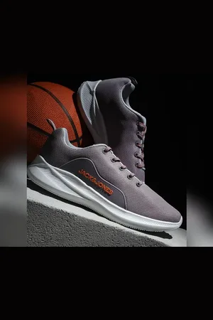 JACK & JONES Grey Lace-Up Mesh Sneakers
