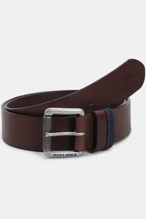 JACK & JONES Brown Textured Leather Belt