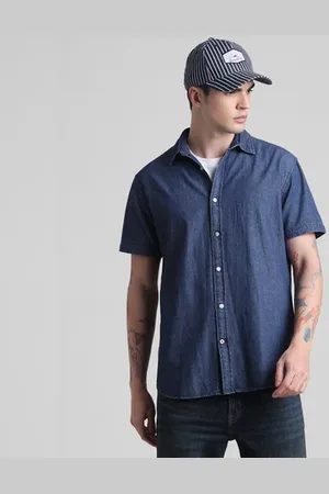 JACK & JONES Dark Blue Indigo Dyed Denim Shirt