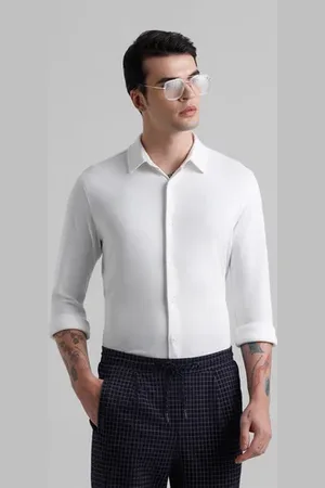 JACK & JONES White Knitted Full Sleeves Shirt