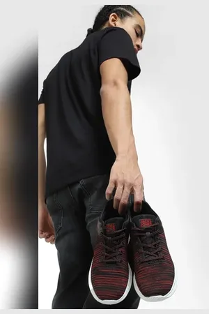 JACK & JONES Black & Red Printed Lace-Up Sneakers