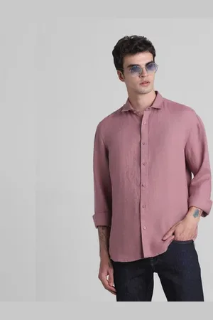 JACK & JONES Pink Linen Full Sleeves Shirt