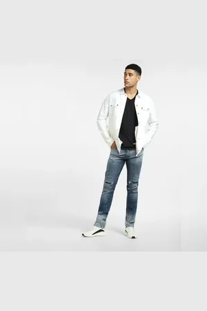 JACK & JONES Blue Low Rise Ripped Glenn Slim Jeans