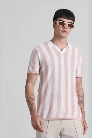 JACK & JONES Peach Striped Knitted Polo