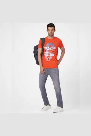 JACK & JONES Red Graphic Print Crew Neck T-shirt