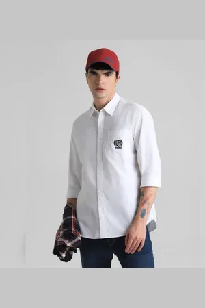 JACK & JONES White Embroidered Patch Shirt