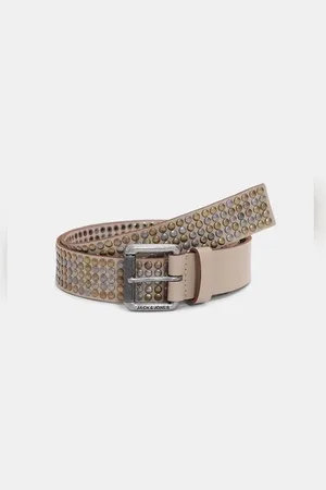 JACK & JONES Beige Studded Leather Belt