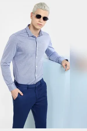 JACK & JONES Blue Printed Knit Full Sleeves Shirt